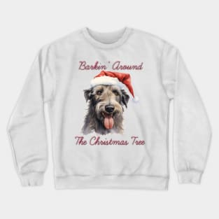 Christmas Irish Wolfhound Dog in Santa Hat Crewneck Sweatshirt